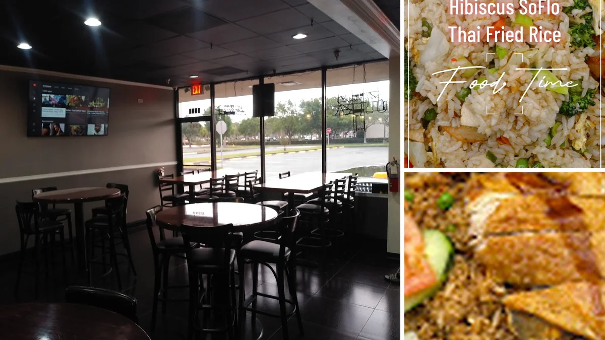 Strip-mall restaurant interior with a relaxed layout.